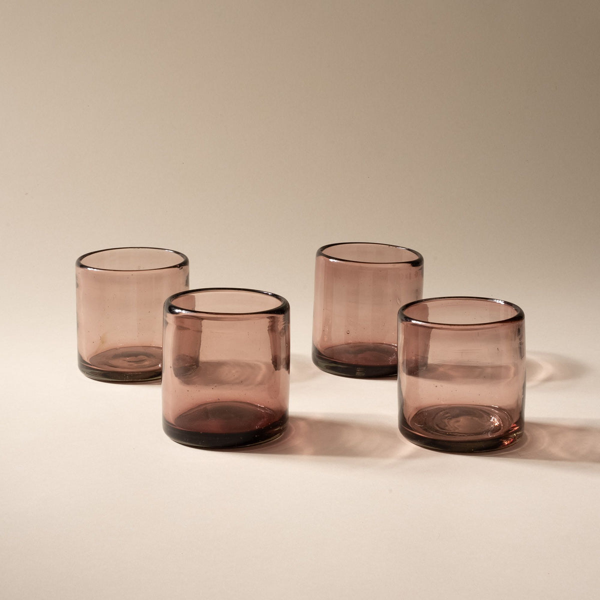 4 light plum short transparent drinking glasses